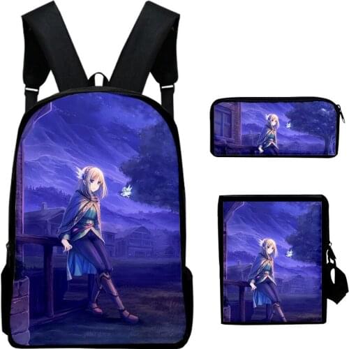 2021 3pcs/Set Backpack In the Land of Leadale Backpack Shoulder Bags 3D Print Fashion School Bag Mochilas Student Backpack