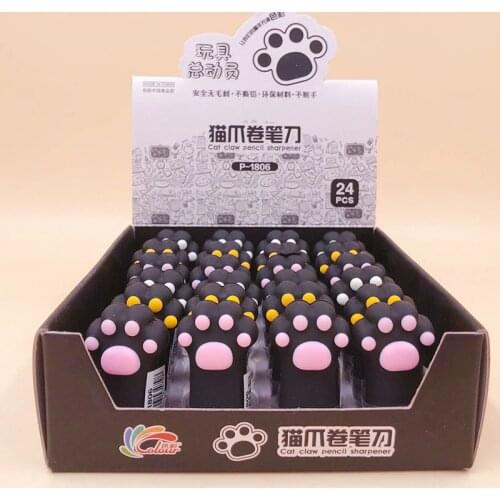 24 pcs/lot Creative Cat Paw Pencil Sharpener Cute Mini hand mechanical Cutter Knife stationery gift school supplies