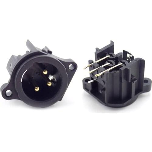 3 Pin CANNON XLR Plug Socket 3-Pin XLR Male Plug Socket Panel Mount Chassis Round Shape XLR Connector Adapter