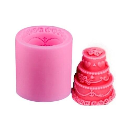 3 Layer Cake Candle Mold Party Wedding Cake Decorating Tools DIY Fondant Silicone Mold Handmade Soap Mold D342