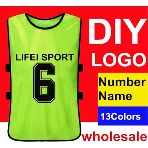 13Colors Adult Children Soccer Vest Football Jersey Sports Suit Team Group Training Bibs Breathable Quick Dry Customization 6PCS