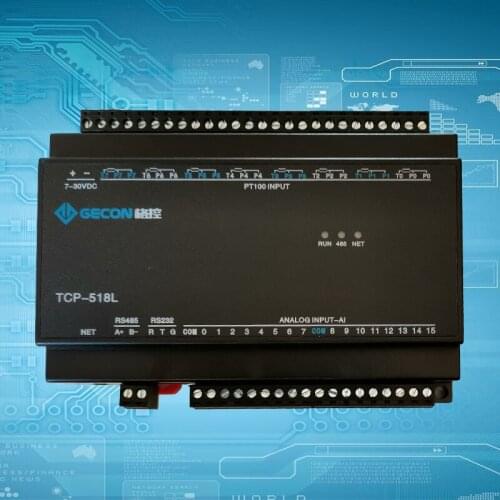 8 channel PT100 temperature acquisition and 16-channel analog quantity input Modbus RTU TCP composite module