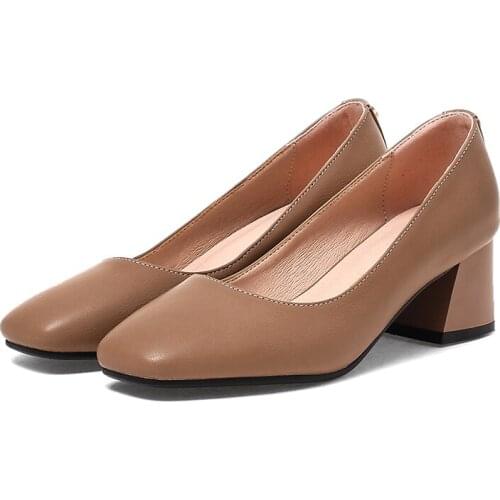 Big Size 9 10 11 12 13 Ladies High Heels Women Shoes Woman Pumps Pointed solid-color light-mouth thick-heeled single shoes