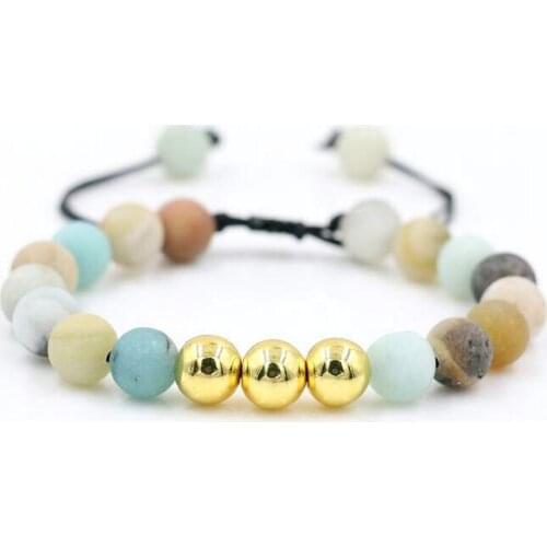 BPPCCR Top Amazonite Stone Hematite Braid Bracelet For Men Women Lucky Charm Couples Bracelets Masculino Pulseras Lovers Gift