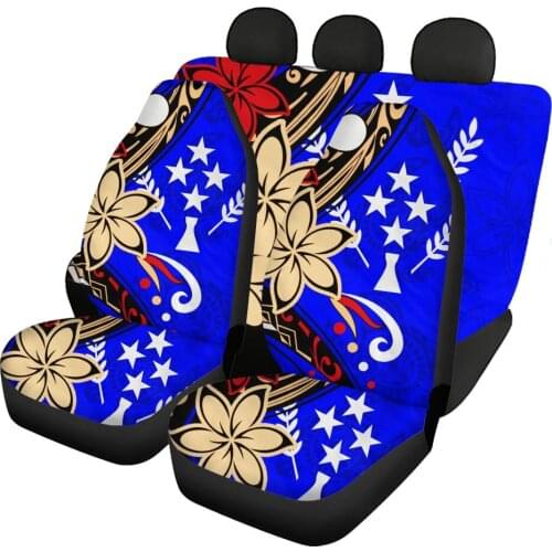 Front and Back Car Seat Cover Kosrae Polyneisna Floral Print Full Set Auto Seat Protector for Four Season Easy to Install