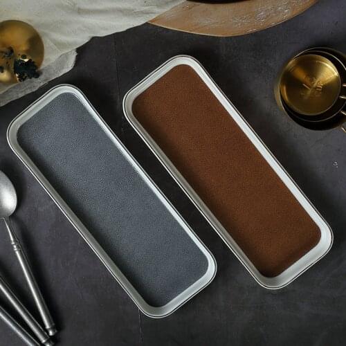 Leather Grain Series Long Plate Round Corner Hand-painted Phnom Penh Light Luxury Storage Model Room