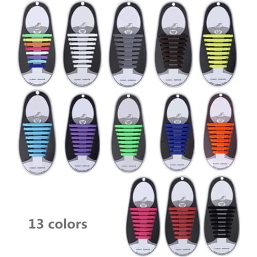 16pcs/lot Silicone Shoelaces Elastic Shoe Laces Special No Tie Shoelace for Men Women Lacing Rubber Zapatillas 13 Colors