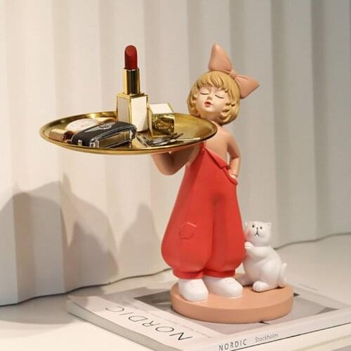 Girl Figurine Miniature Home Decor Nordic Bedroom Decoration Ornaments Modern Desk Storage Statue Living Room Table Decor