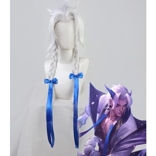 Game Lol Yone Wig LOL Spirit Blossom LOL Cosplay Hair White Long League Of Legends Yone Cosplay Halloween Wig For Women CS430