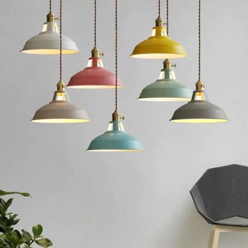 Creative Retro Pendant Light Industrial Style Colorful Restaurant Kitchen Vintage Indoor Hanging Lighting Shade Decorative Lamps