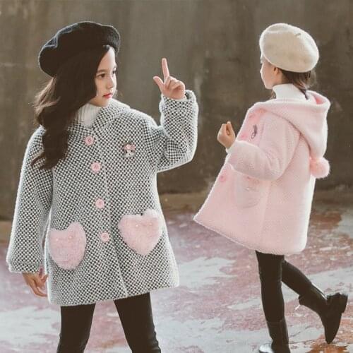 Girls Coat Winter Girls Fashion Plaid Jacket Thickening Plus Velvet Velvet Hooded Jacket 16 Years Old Girl Baby Boy Coat Clothes