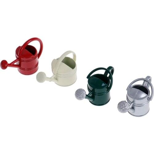 Miniature Watering Can Tin Metal Dollhouse Handicrafts Model Doll house Decoration White Dollhouse Accessories Classic Baby Toys