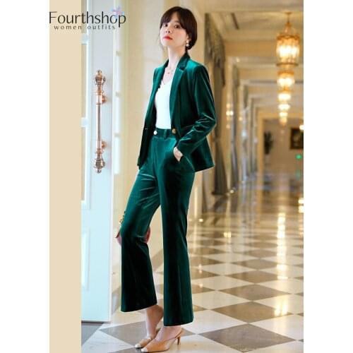 Fashion Corduroy Pant Suits for Women 2 Piece Pants Blazer Set Autumn Winter Casual Jacket Suit Female Plus Size Outfits 2021
