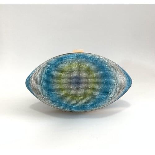 Big eyes set with diamond and olive shape bag slanting over one shoulder hand-held chain bag ladies uniform party bag