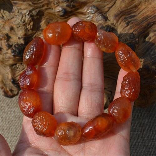 Natural Xinjiang Golden Jade Bead Bracelet Bracelet Mens and Girls' Classic Bracelet