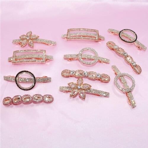 New Simple And Exquisite Round Flower Type Rhinestone Hairpin Headdress Fashion Sweet Womens Leisure Party Hair Accessories