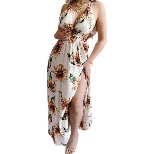New Design Good Quality Factory Price Fashion Hot Selling Womens Bohemian Print Sun Flower Camisole Dress