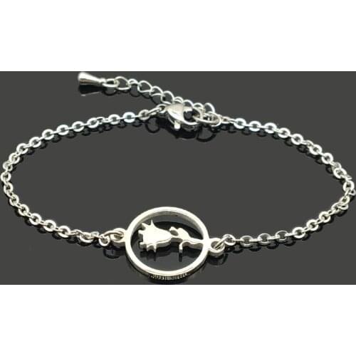 Rose Flower Charm Stainless Steel Chain Bracelet High Quality Stainless Steel Rose Pendant Chain Bracelet For Women Girls