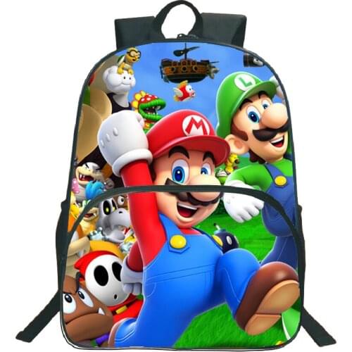 Students Boys Girls Cartoon Mario Rucksack Fashion Beautiful Popular Pattern Mario Bros Primary Schoolbag Daily Backpack