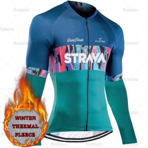 STRAVA Women Winter Bicycle Jerseys Road Racing Thermal Fleece Cycling Jersey Mountain Long Sleeves Keep Warm Bike Team Clothing