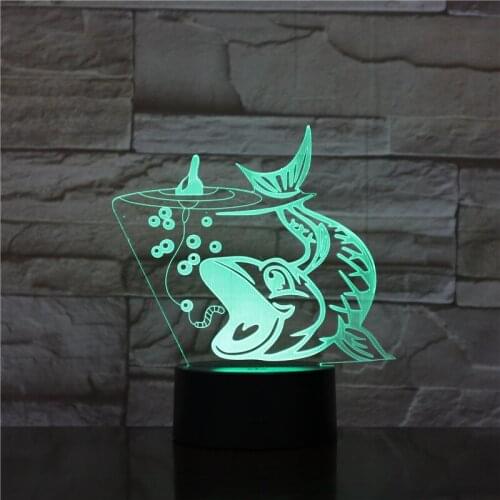7 Color Fish Shape 3D LED Night Light RGB Mood Animal USB Touch Desk Table Lamp Home Bedroom Party Decor For Kids Gift Drop 1545