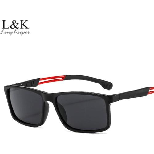 LongKeeper Ultralight TR90 Polarized Sunglasses Men Women Driving Square Sun Glasses Vintage Anti-UV Driver Black Goggle Eyewear