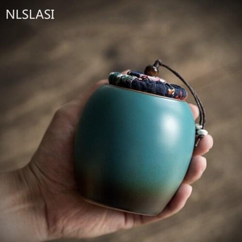 Japanese-style Ceramic Tea Caddy Home Airtight Jar Spice Container Travel Portable Coffee Candy Jars Handmade Teaware Supplies