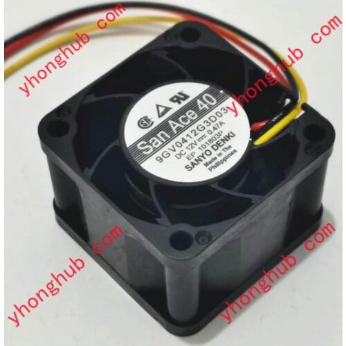 SANYO DENKI 9GV0412G3D03 DC 12V 0.47A 40x40x28mm Server Cooling Fan