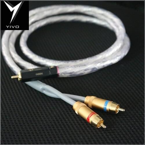 XSSH Audio 1pcs RCA to 2 RCA Cable 1m~5m Hi-end OFC pure copper plated silver PE T180 8.5mm Audio Extension Cord RCA Cable
