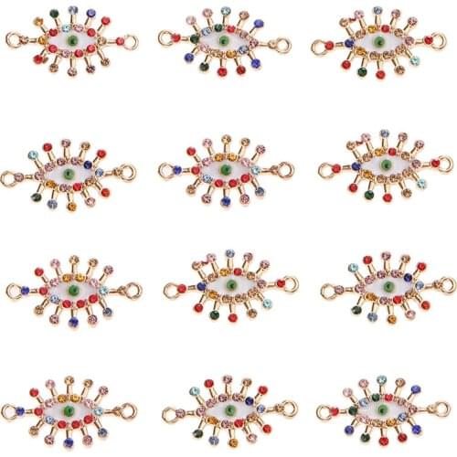 YEYULIN 10pcs/pack Colorful Crystal Eyes Enamel Charms Connector For Women Men DIY Necklace Bracelet Jewelry Accessories
