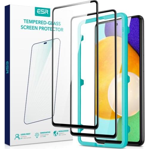ESR 2PCS Tempered Glass for Samsung Galaxy A52 2021 Full Cover HD Front Film Installation Tool Screen Protector for Galaxy A52