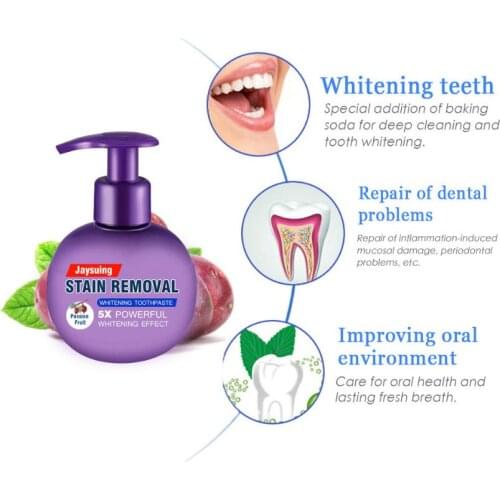 Natural Herbal Teeth Whitening Toothpaste Baking Soda Press Type Bottled Toothpaste 5X POWERFUL WHITENING EFFECT STAIN REMOVAL