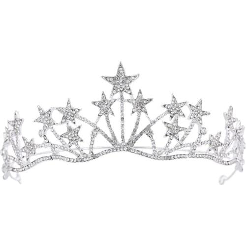 Star Shaped Rhinestone Crowns Bridal Crowns Tiaras Bridal Headpiece for Wedding Ceremony Party