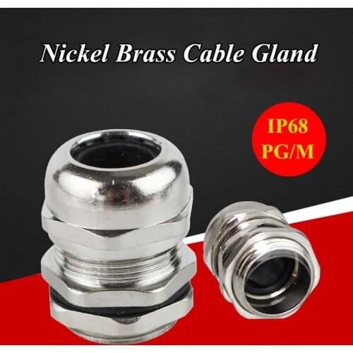 1piece/lot Nickel Brass Metal IP68 Waterproof Cable Glands Connector Wire Glands for 3-44mm cable High quality