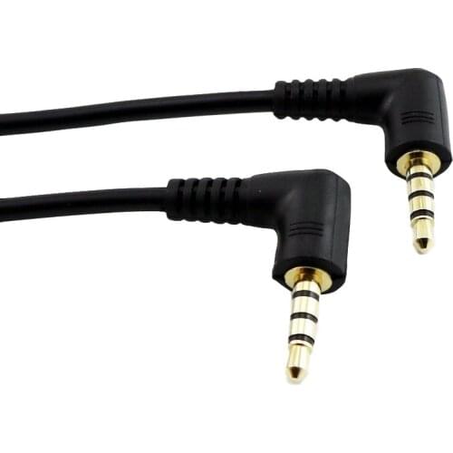 10x Gold Plated Plug Stereo 3.5mm 4 Pole Male to Male Right Angle Plug M/M Audio Short Connector Cable Cord 20cm