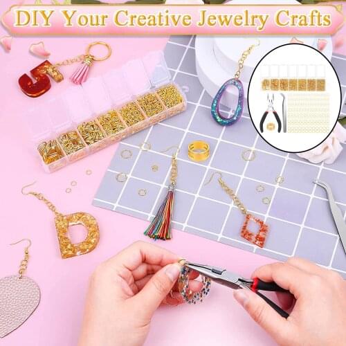 1500pcs/set Jump Rings Jewelry Making Necklace Repair Supplies Pliers for Bangle Charms Earrings Nail Piercing