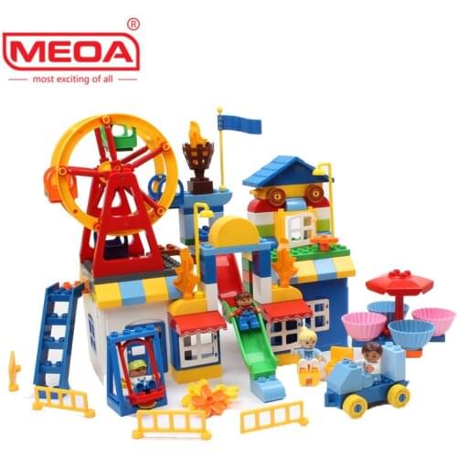 158pcs Big Bricks Ferris Wheel Amusement Park For Creative Brick Toys Child Educational Building Block With Duploe
