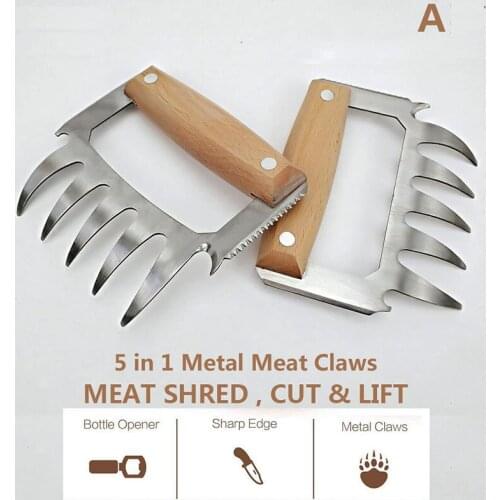 2pcs BBQ Accessories Meat Shredder Strong Pulled Pork Puller Fork Bear Claw Vegetable Slicer Cutters Beer Opener Cooking Tool