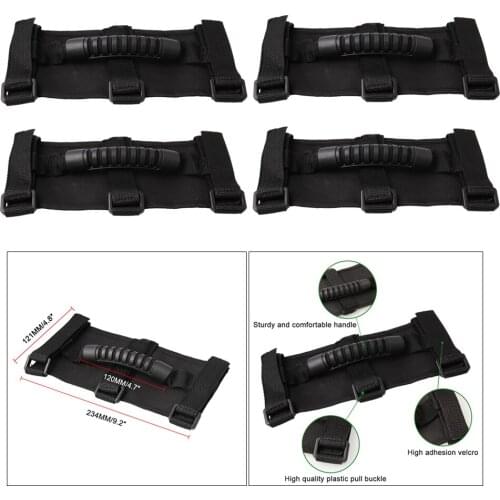 4x Roll Bar Grab Handles for Jeep Wrangler YJ TJ JK JL Gladiator JT 1987-2020, Heavy Duty Oxford Fabric