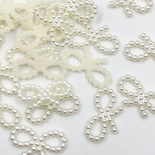 50/100pcs pearl Beige bow phone patch Flatback button wedding appliques Lots mix DIY decoration