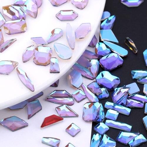 50pcs 3D Gems Nail Shaped Drill Rhinestones Parts Crystal Drop Rhombus Arrow Colorful Flatback Stones Nails Art Decoration