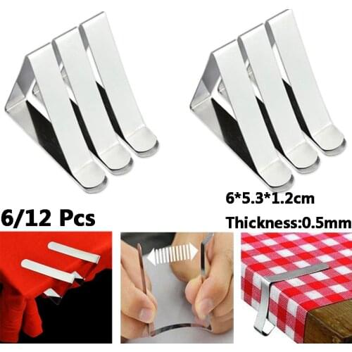 6pcs Map Table Holder Stainless Steel Tablecloth Clips Cloth Cover Clamps Tablecloth Fixator To Prevent Slipping Durable