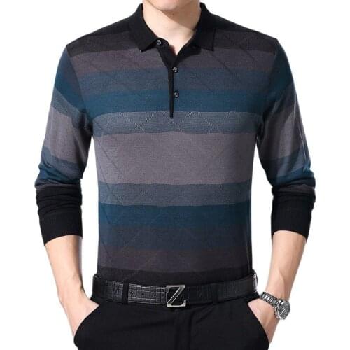 ARCSINX Striped Polo Shirt Men Fashions Autumn Long Sleeve Mens Polos Knitwear Casual Mens Polo Shirts Brands Polo Man Jersey
