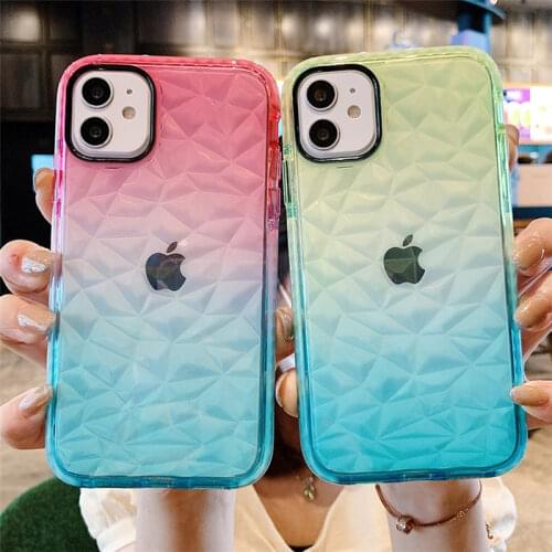 Diamond Gradient Transparent Phone Case For iPhone 11 12 Pro Max XR XS Max X XS 7 8 Plus Shockproof Bumper Soft Back Cover