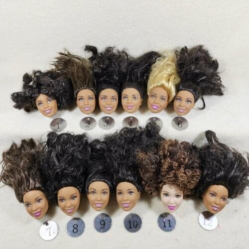B29-6 Original Foreign Trade Africa Beauty 1/6 OOAK NUDE Rarely Doll Head Mussed Black or Brown Hair for DIY Soft PVC Head
