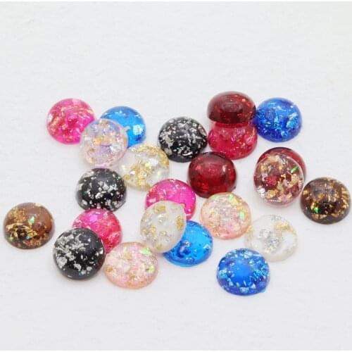 Glitter 10mm 30pcs Built-in metal foil Resin Cabochons Cameo Flat back DIY Craft Decoration rhinestone