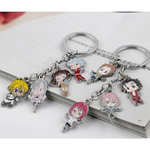Anime Cartoon Figure Nanatsu No Taizai The Seven-Deadly Sins Keychain Car Key Ring Holder Meliodas Elizabeth Pendants Trinkets