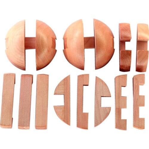 Wooden Building Block Toy Educational Unlock Toy Ball-shaped Lock Luban Lock/Wooden Puzzle Diameter 6cm