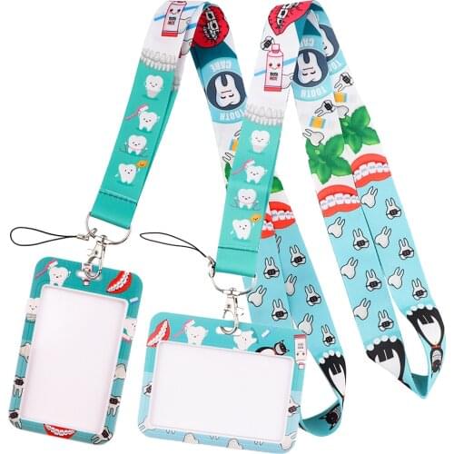 DZ1712 Dentist Doctor Nurse Neck Strap Lanyards Keychain Holder ID Card Pass Hang Rope Lariat Lanyard Key Ring Gifts Accessories