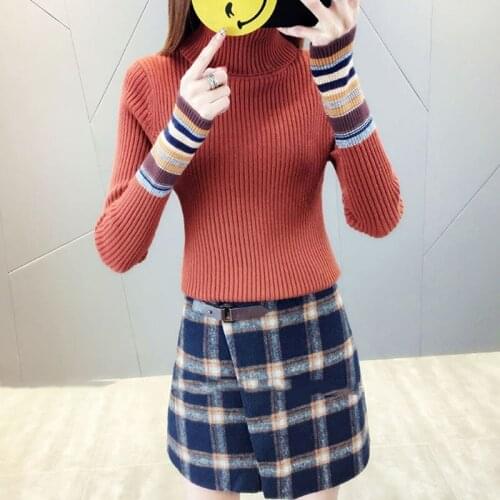 Elastic Sweaters Long-Sleeve Female Pullovers Winter Autumn Women Clothes Turtleneck Jumper Streetwear Knitted Tops Female